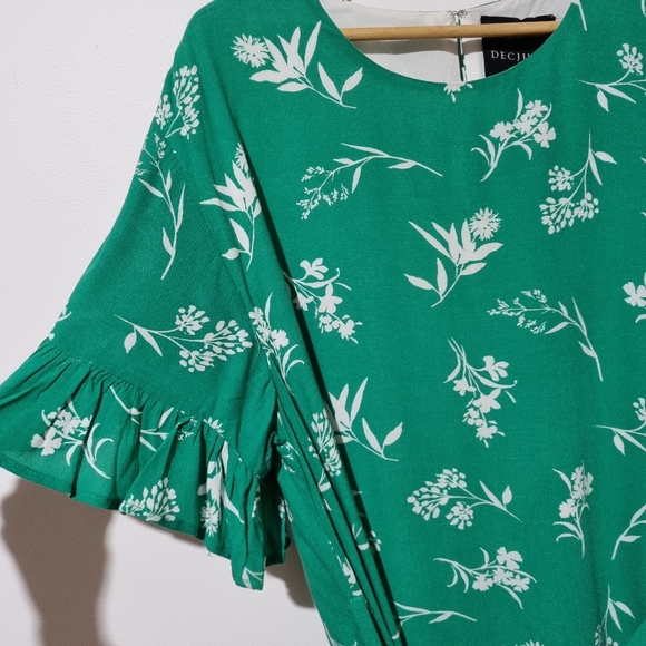 Decjuba Size 14 Green Floral Summer Dress - Picture 3 of 7